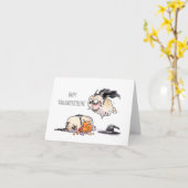 ジャンプスケアハッピーハローウィンpugカード カード (黄色い花)