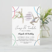 ジャンプタンブルガールギムナスト誕生日招待 招待状 (スタンド正面)