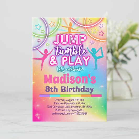 ジャンプタンブル遊&レインボー体操誕生日 招待状 (スタンド正面)
