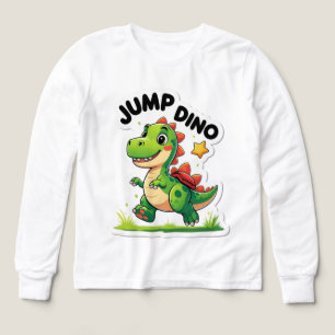 ジャンプディノよくはしゃぐ- Cartoon Sticker T-Shirt