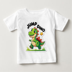 ジャンプディノよくはしゃぐ- Cartoon Sticker T-Shirt ベビーTシャツ