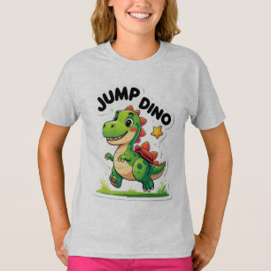 ジャンプディノよくはしゃぐ- Cartoon Sticker T-Shirt Tシャツ