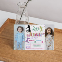 ジャンプトランポリンカラフルダブル誕生日パーティー