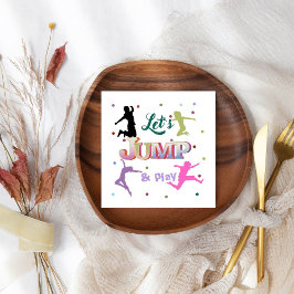 ジャンプトランポリンカラフルバースデーパーティー スタンダードカクテルナプキン