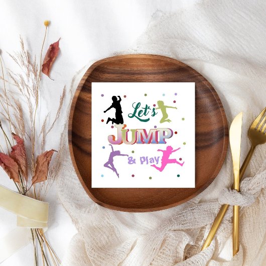 ジャンプトランポリンカラフルバースデーパーティー スタンダードカクテルナプキン