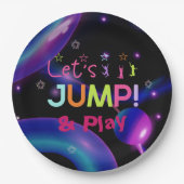 ジャンプトランポリン女カラフルの子の誕生日パーティー ペーパープレート (正面)