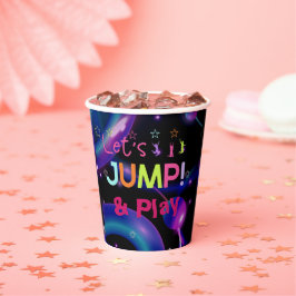 ジャンプトランポリン女カラフルの子の誕生日パーティー 紙コップ
