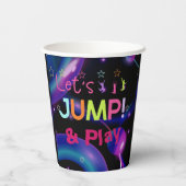 ジャンプトランポリン女カラフルの子の誕生日パーティー 紙コップ (裏面)
