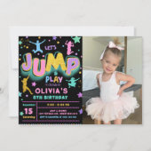 ジャンプトランポリン誕生日パーティフォト招待状 招待状 (正面)