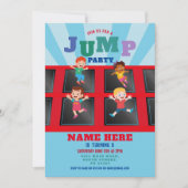 ジャンプトランポリン誕生日ブルーボーイズ招待状 招待状 (正面)
