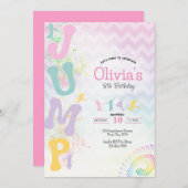 ジャンプトランポリン誕生日招待状 招待状 (正面/裏面)