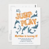 ジャンプド遊ルフィンパークキッズパーティーオレンジ誕生日 ポストカード (正面/裏面)