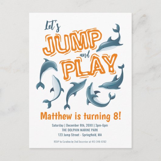 ジャンプド遊ルフィンパークキッズパーティーオレンジ誕生日 ポストカード (正面)