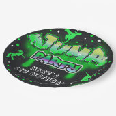 ジャンプネオントランポリンバースデーパーティー紙プレート ペーパープレート (アングル)