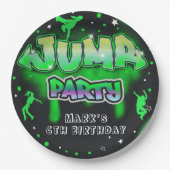 ジャンプネオントランポリンバースデーパーティー紙プレート ペーパープレート (正面)