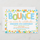 ジャンプバウンスカラフルトランポリン誕生日パーティー 招待状 (正面)