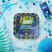 ジャンプバウンストランポリンパーティーネオングリーングロー ペーパープレート (パーティー)