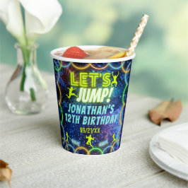 ジャンプバウンストランポリンパーティーネオングリーングロー 紙コップ