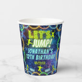 ジャンプバウンストランポリンパーティーネオングリーングロー 紙コップ (正面)