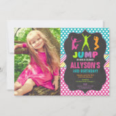 ジャンプバウンストランポリン誕生日パーティーの写真 招待状 (正面)