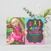 ジャンプバウンストランポリン誕生日パーティーの写真 招待状 (スタンド正面)