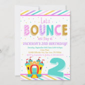 ジャンプバウンスハウスカラフル子供の誕生日パーティー 招待状 (正面)