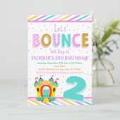 ジャンプバウンスハウスカラフル子供の誕生日パーティー 招待状 (スタンド正面)