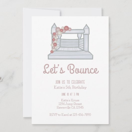 ジャンプバウンスハウスガールズ誕生日 招待状 (正面)