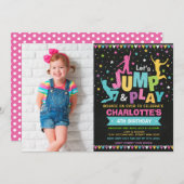 ジャンプバウンスハウストランポリンバースデーパーティー 招待状 (正面/裏面)