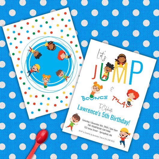 ジャンプバウンス遊トラムポリンパークパーティー誕生日 招待状