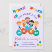 ジャンプバウンス遊屋内遊び場バースデーパーティー 招待状 (正面)