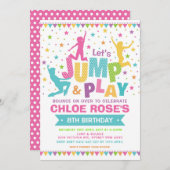 ジャンプバースデーガーリータパーティバウンスハウストランポリン 招待状 (正面/裏面)