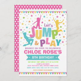 ジャンプバースデーガーリータパーティバウンスハウストランポリン 招待状