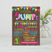 ジャンプバースデートランポリンとピンクのパーティー 招待状 (スタンド正面)