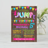 ジャンプバースデートランポリンバウンスハウスピンクパーティー 招待状 (スタンド正面)