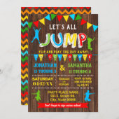 ジャンプバースデートランポリンバウンス複合パーティー 招待状 (正面/裏面)
