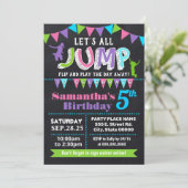 ジャンプバースデートランポリン黒板ピンクパーティー 招待状 (スタンド正面)