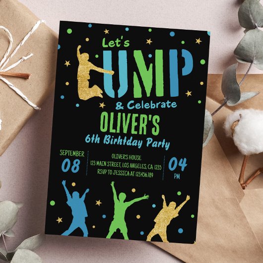 ジャンプバースデーパーティー招待バウンスハウスパーティー 招待状
