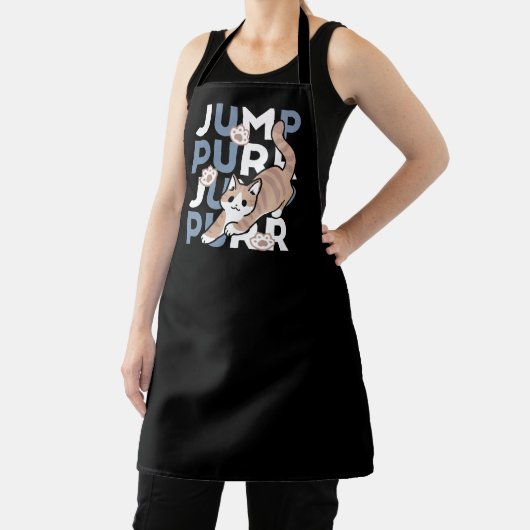 ジャンプパージャンプよくはしゃぐ:おもしろいアートと猫デザイン エプロン (インサイチュ)