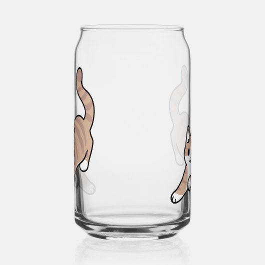 ジャンプパージャンプよくはしゃぐ:おもしろいアートと猫デザイン ガラス缶 (右)