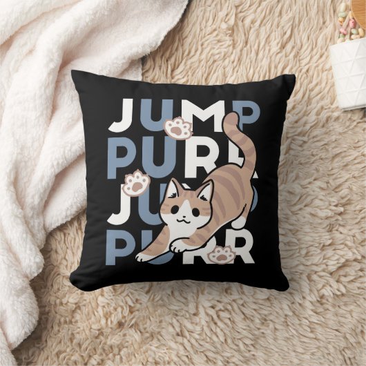 ジャンプパージャンプよくはしゃぐ:おもしろいアートと猫デザイン クッション (ブランケット)