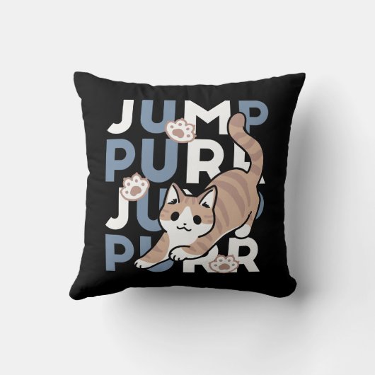 ジャンプパージャンプよくはしゃぐ:おもしろいアートと猫デザイン クッション (裏面)