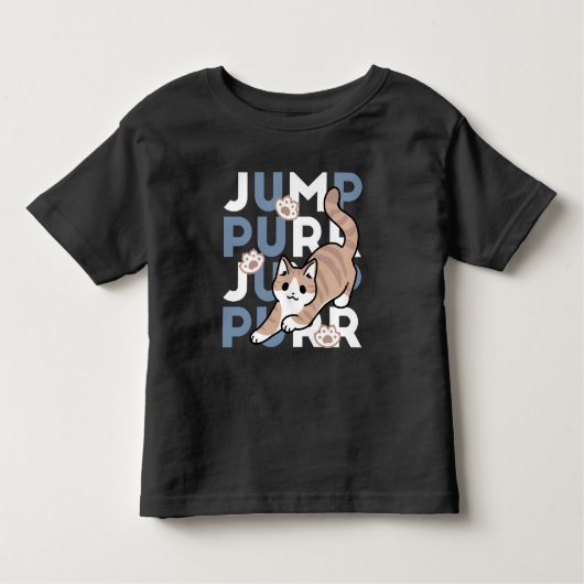 ジャンプパージャンプよくはしゃぐ:おもしろいアートと猫デザイン トドラーTシャツ (正面)