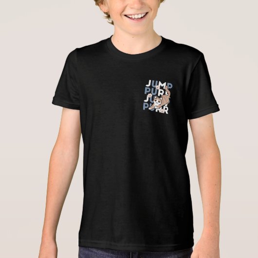 ジャンプパージャンプよくはしゃぐ:おもしろいアートと猫デザイン トライブレンドＴシャツ (正面)