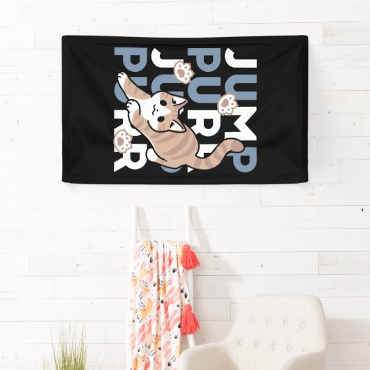 ジャンプパージャンプよくはしゃぐ:おもしろいアートと猫デザイン 横断幕 (インサイチュ)