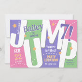 ジャンプパーティーかわいいガールズパステル春誕生日 招待状 (正面)