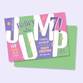 ジャンプパーティーかわいいガールズパステル春誕生日 招待状