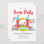 ジャンプパーティーバウンスハウストランポリンパーク誕生日 招待状 (正面/裏面)