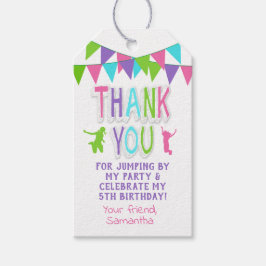 ジャンプパーティーバウンスピンクティール（緑がかった色）紫メッセージカード ギフトタグ