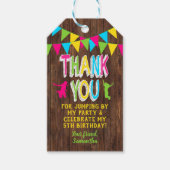 ジャンプパーティーバウンスピンクティール(緑がかった色)紫メッセージカード ギフトタグ (正面)